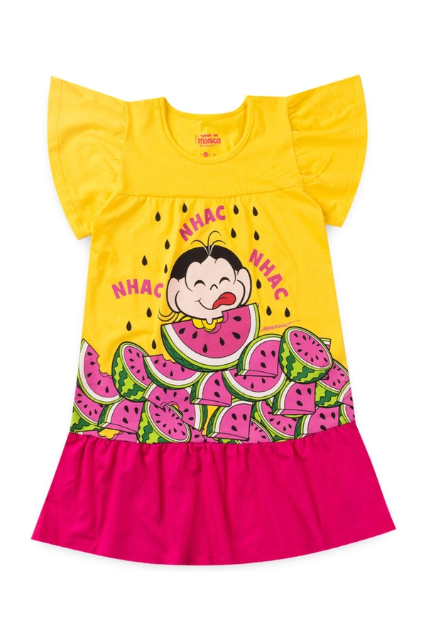 Vestido Infantil Magali Nhac Nhac Nhac - Turma da Mônica