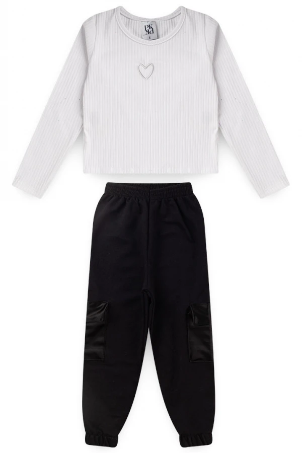 Conjunto Feminino Infantil Coração Bordado