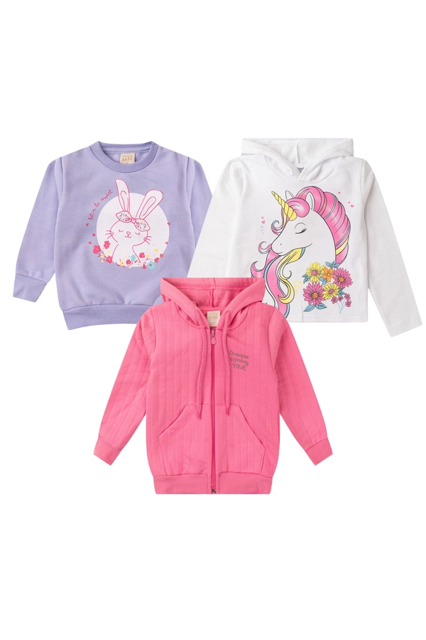 Kit Sortido 3 Casaco - Jaqueta Infantil Feminino Avulso