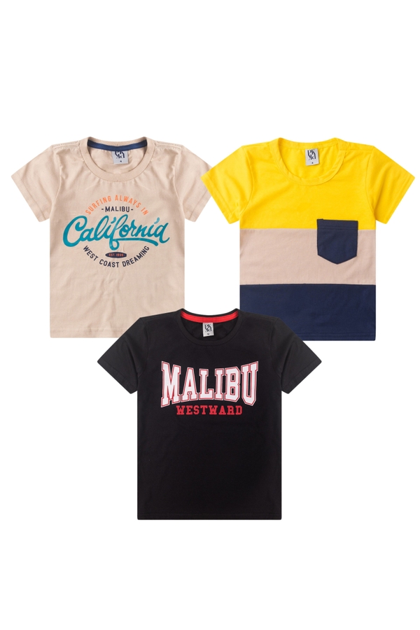 Kit Sortido 3 Camisetas Infantil Masculino Avulso