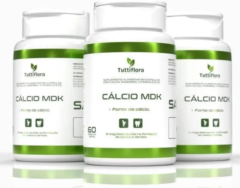 3x Cálcio Mdk (cálcio, Magnésio, Vitamina D e Vitamina K2) 60 Capsulas de 530mg Tuttiflora