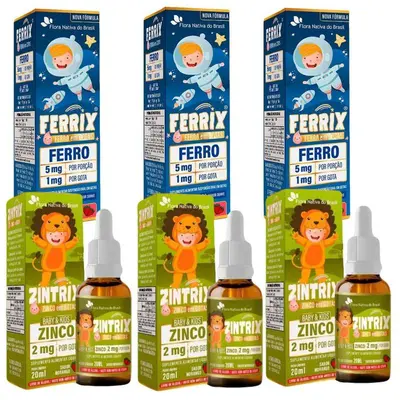 3X Ferrix Ferro + 3X Zintrix Zinco – Kids – Flora Nativa