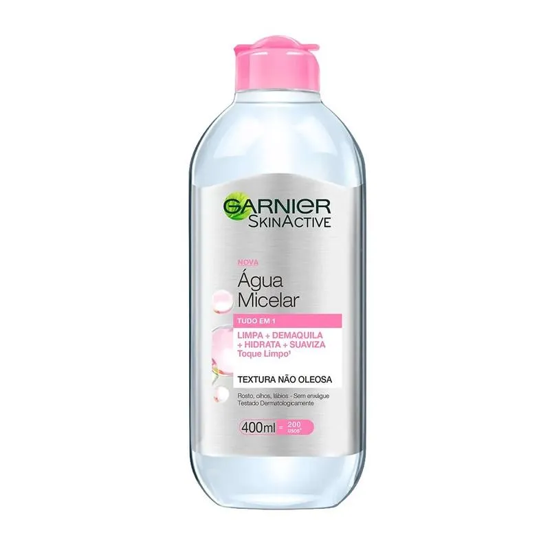 Água Micelar Garnier SkinActive Tudo em 1 Textura Não Oleosa Remove Maquiagem Sem Esfregar 400ml