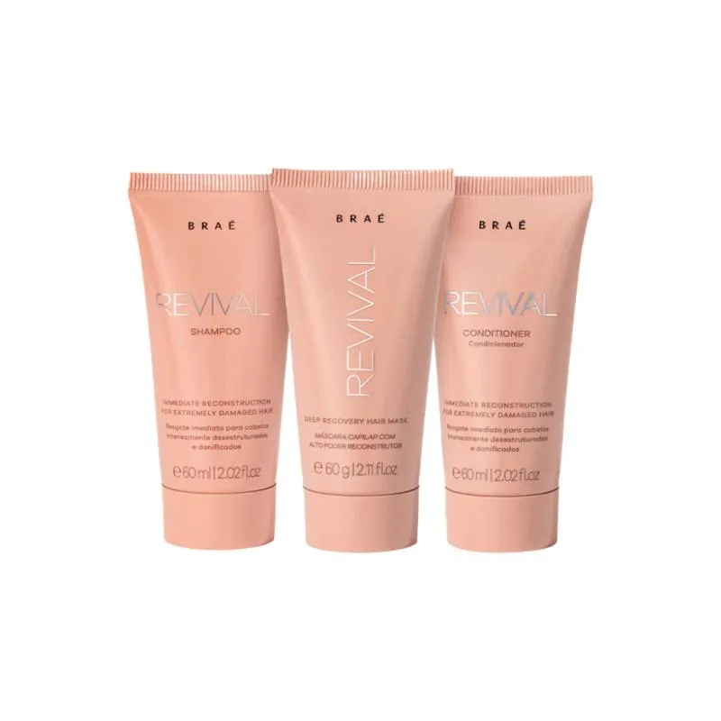 Braé Kit Shampoo, Condicionador e Máscara Travel Size Revival