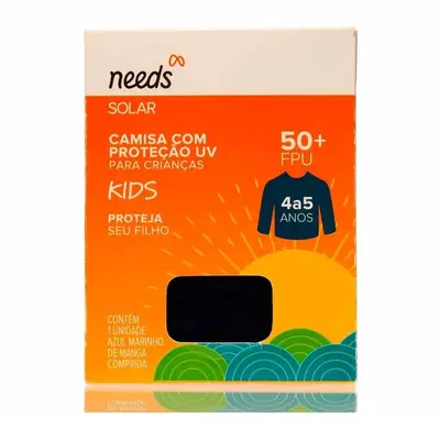 Camisa Infantil Proteção UV FPU 50+ Needs Solar 4 a 5 Anos Azul