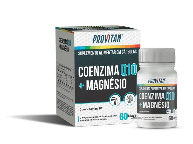 Coenzima Q10 + Vitamina B2 e Magnésio Provitan 430 mg – 60 Cápsulas para Energia & Antioxidante