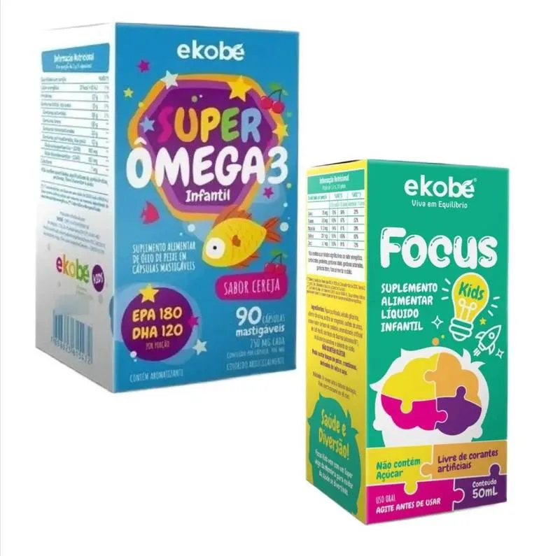 Focus Kids para Memória + Super Ômega 3 Infantil – Ekobé Kids