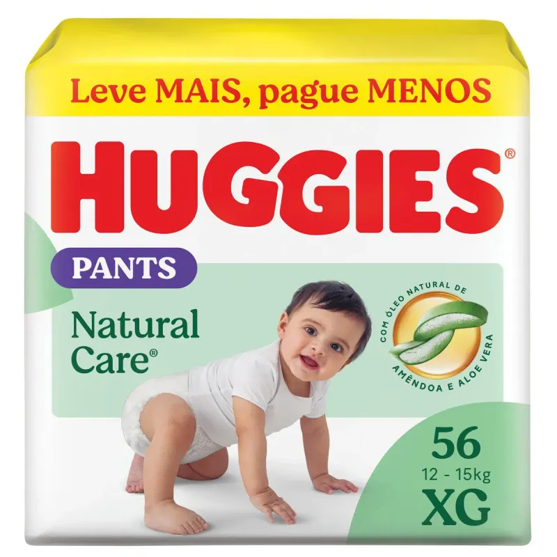 Fralda Calça Huggies Natural Care Roupinha Premium XG 56 Unidades