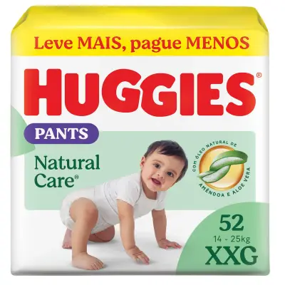 Fralda Calça Huggies Natural Care Roupinha Premium XXG 52 Unidades