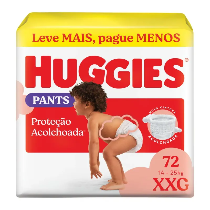 Fralda Calça Huggies Proteção Acolchoada XXG 72 Unidades