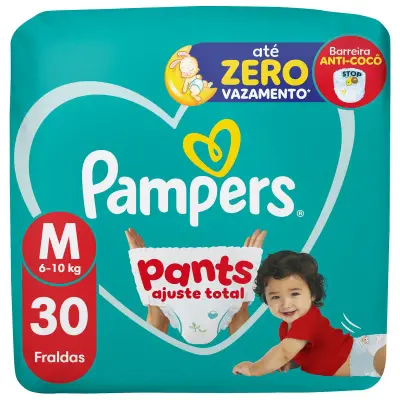 Fralda Calça Pampers Pants Ajuste Total M 30 Unidades