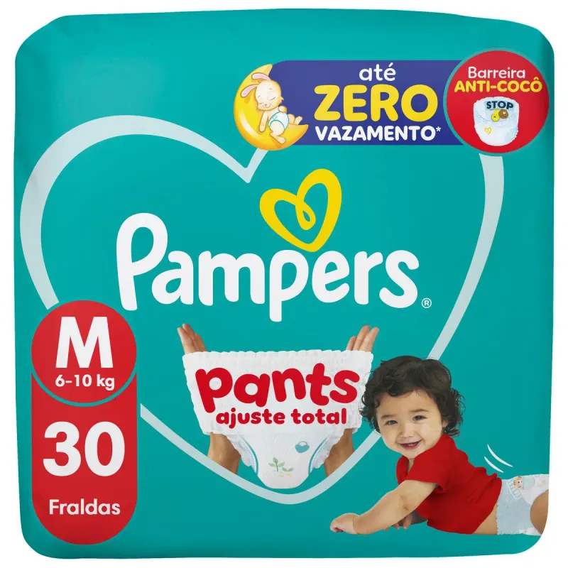 Fralda Calça Pampers Pants Ajuste Total M 30 Unidades