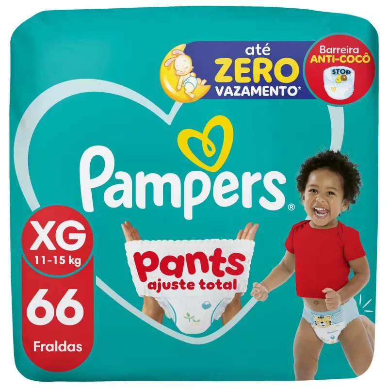 Fralda Calça Pampers Pants Ajuste Total XG 66 Unidades