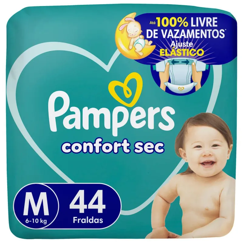 Fralda Pampers Confort Sec M 44 Unidades