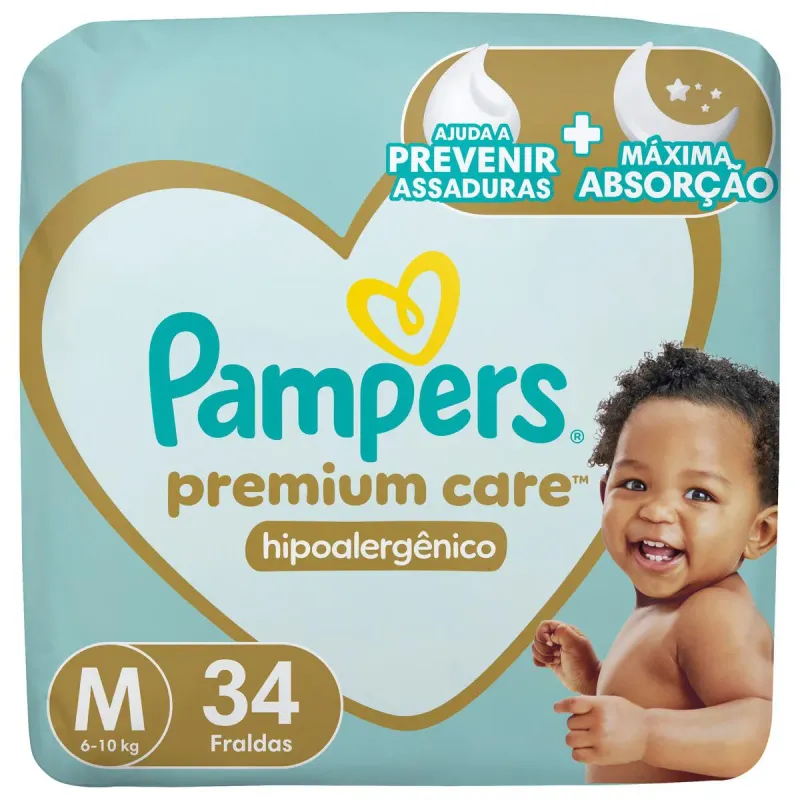 Fralda Pampers Premium Care M 34 Unidades