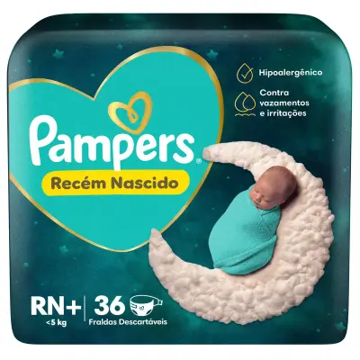 Fralda Pampers Proteção Insuperável Recém Nascido RN+ 36 Unidades