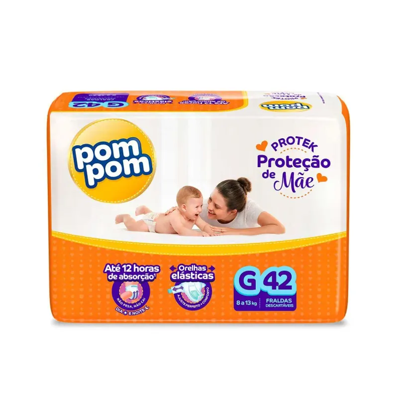 Fralda Pom Pom Protek Proteção de Mãe G 42 Unidades
