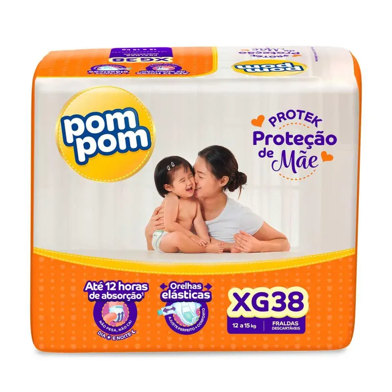 Fralda Pom Pom Protek Proteção de Mãe XG 38 Unidades