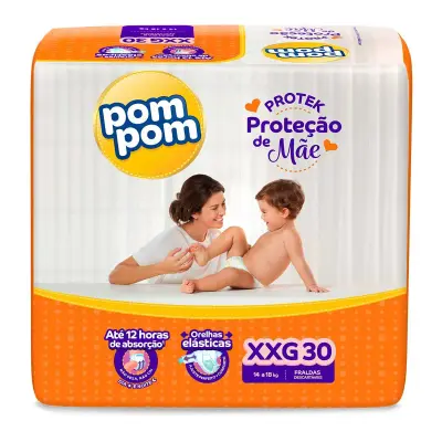 Fralda Pom Pom Protek Proteção de Mãe XXG 30 Unidades
