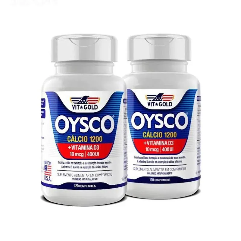 Kit 2x Oysco Cálcio 1200 mg + Vitamina D3 Vitgold 120 Comprimidos
