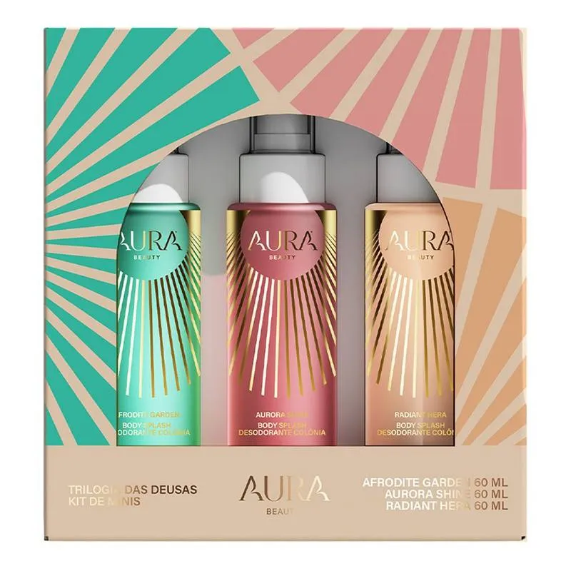 Kit Coffret Aura Beauty Trilogia das Deusas Feminino Kit Mini Body Splash