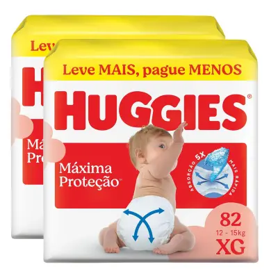 Kit Fralda Huggies Supreme Care XG 2 Pacotes de 82 Unidades cada