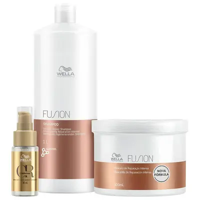 Kit Wella Professionals Fusion + Oil Reflections Trio Care (3 Produtos)