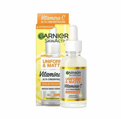 Sérum Booster Garnier SkinActive Uniform & Matte Antimarcas com Vitamina C 30ml