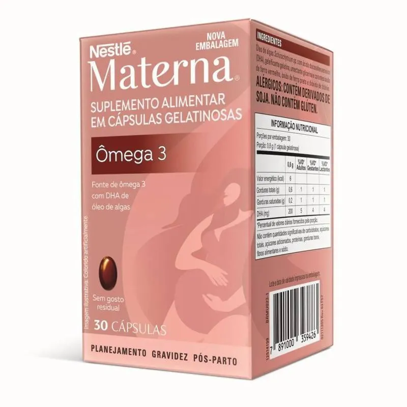 Suplemento Alimentar Nestlé Materna Ômega DHA 30 cápsulas