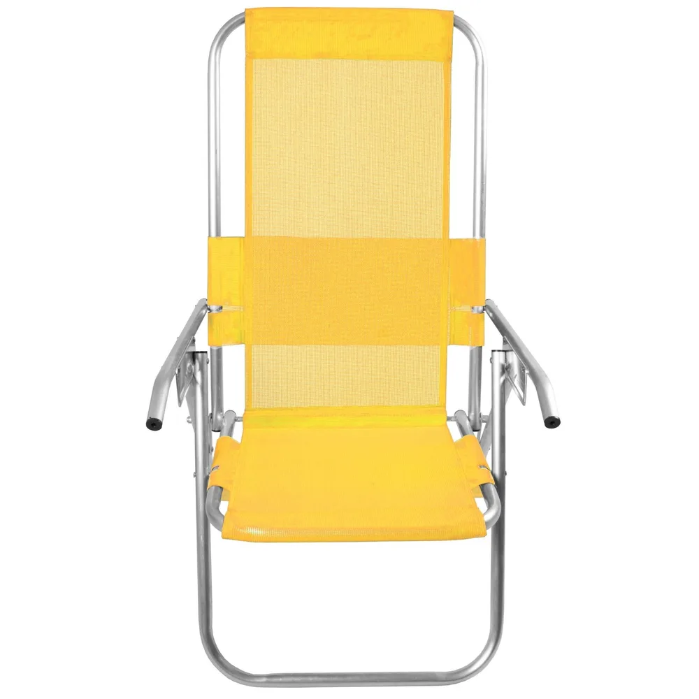 CADEIRA DE PRAIA ALUMINIO - RECLINAVEL ALTA 110 Kg