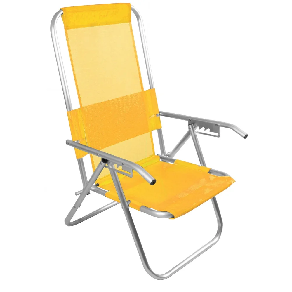 CADEIRA DE PRAIA ALUMINIO - RECLINAVEL ALTA REFORÇADA 150 Kg — foto 2