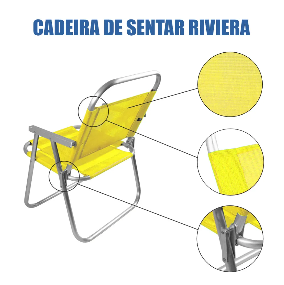 CADEIRA DE PRAIA ALUMINIO - REFORÇADA RIVIERA 130 KG — foto 2