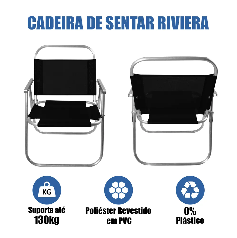 CADEIRA DE PRAIA REFORÇADA RIVIERA 130Kg PERSONALIZADA — foto 2