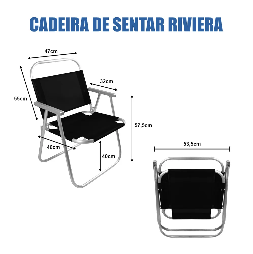 CADEIRA DE PRAIA REFORÇADA RIVIERA 130Kg PERSONALIZADA — foto 3