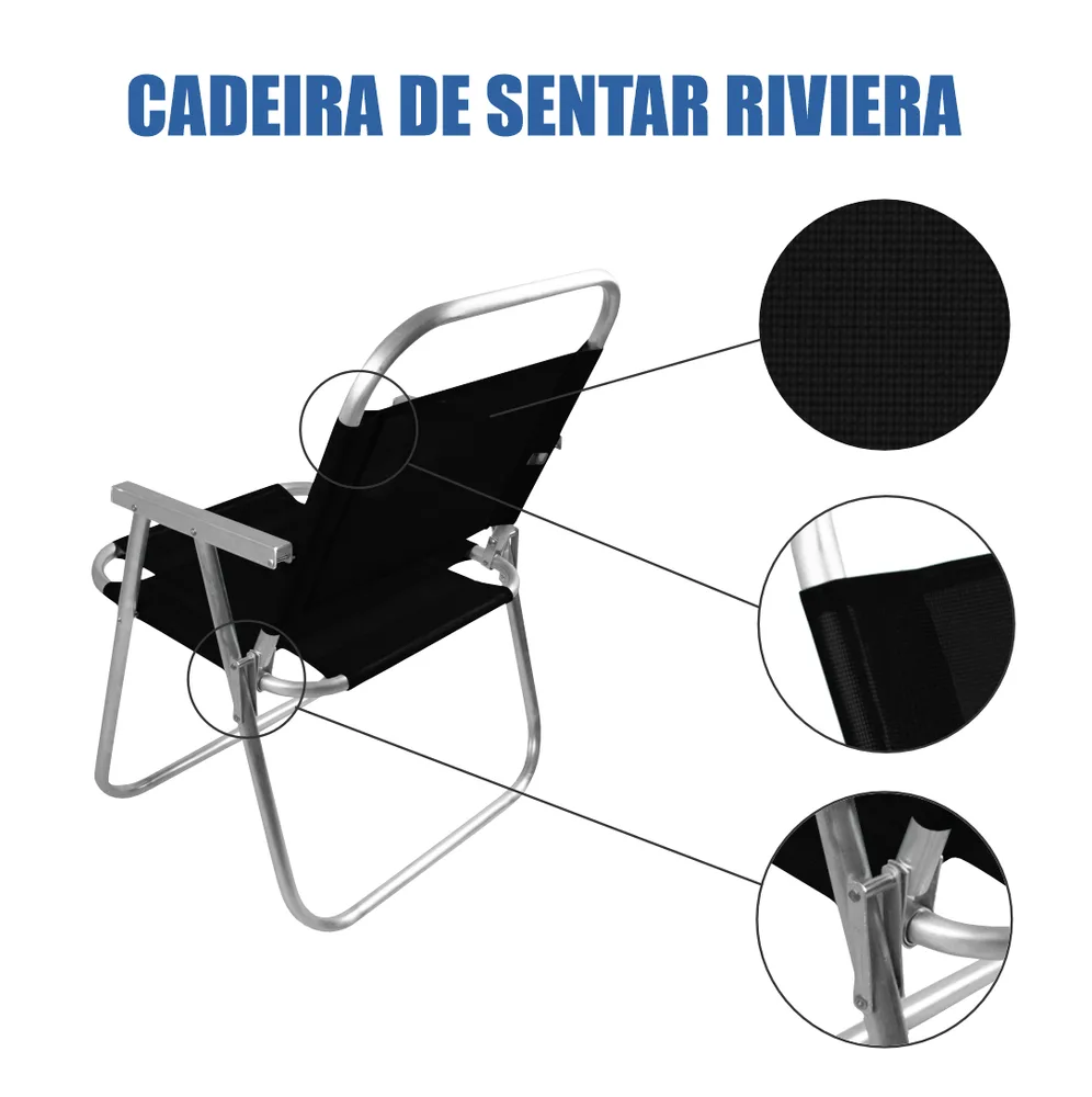 CADEIRA DE PRAIA REFORÇADA RIVIERA 130Kg PERSONALIZADA — foto 4