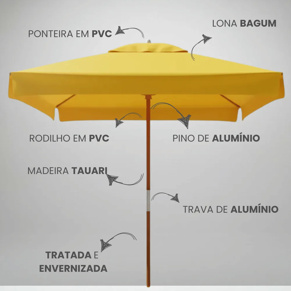 OMBRELONE MADEIRA - 1.70X1.70M QUAD. COM ABAS BAGUM — foto 4