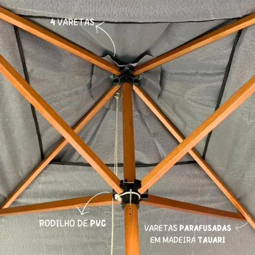 OMBRELONE MADEIRA - 1.70X1.70M QUAD. COM ABAS BAGUM — foto 5