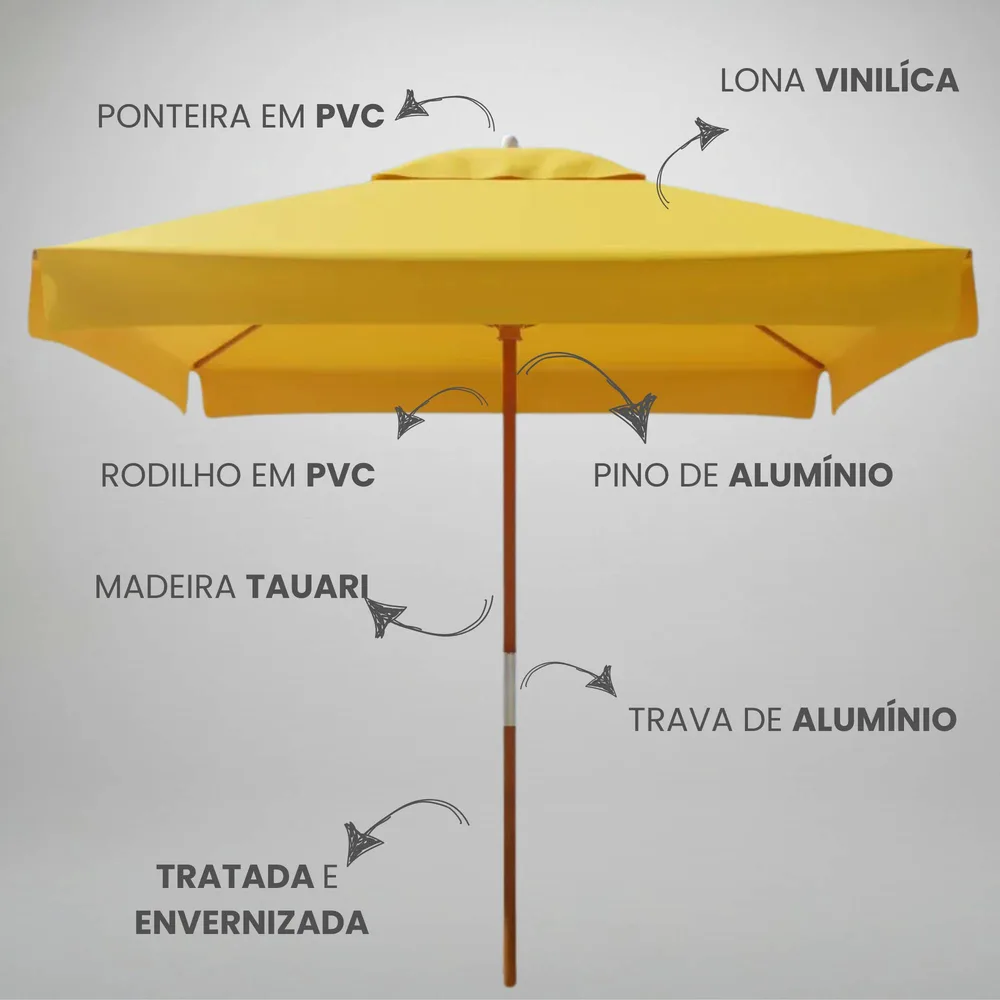 OMBRELONE MADEIRA - 2X2M QUAD. COM ABAS LONA VINILÍCA — foto 4